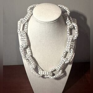 Express White Chunky Chain Link Statement Necklace 22” long Contemporary Bold
